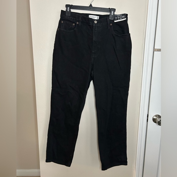 NWT Abercrombie & Fitch Curve Love The 90s Straight Ultra High Rise Black 31 12s - Picture 7 of 12
